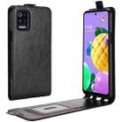 For LG K52 R64 Texture Single Vertical Flip Leather Protective Case with Card Slots & Photo Frame(Black) - 1