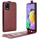 For LG K52 R64 Texture Single Vertical Flip Leather Protective Case with Card Slots & Photo Frame(Brown) - 1