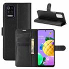 For LG K52 Litchi Texture Horizontal Flip Protective Case with Holder & Card Slots & Wallet(Black) - 1