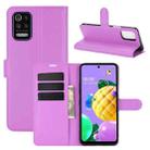 For LG K52 Litchi Texture Horizontal Flip Protective Case with Holder & Card Slots & Wallet(Purple) - 1