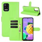 For LG K52 Litchi Texture Horizontal Flip Protective Case with Holder & Card Slots & Wallet(Green) - 1