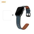 For Apple Watch Series 6/5/4/SE 40mm Hat-Prince ENKAY 2 in 1 Retro Style PU Leather Watch Band + 3D Full Screen PET Curved Hot Bending HD Screen Protector Film(Blue) - 1