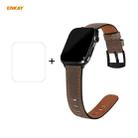 For Apple Watch Series 6/5/4/SE 40mm Hat-Prince ENKAY 2 in 1 Retro Style PU Leather Watch Band + 3D Full Screen PET Curved Hot Bending HD Screen Protector Film(Dark Brown) - 1