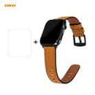 For Apple Watch Series 6/5/4/SE 40mm Hat-Prince ENKAY 2 in 1 Retro Style PU Leather Watch Band + 3D Full Screen PET Curved Hot Bending HD Screen Protector Film(Light Brown) - 1