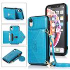 For iPhone X / XS Multi-functional Cross-body Card Bag TPU+PU Back Cover Case with Holder & Card Slot & Wallet(Blue) - 1