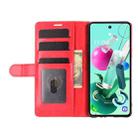 For LG K92 5G R64 Texture Single Horizontal Flip Protective Case with Holder & Card Slots & Wallet& Photo Frame(Red) - 5