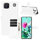 For LG K92 5G Litchi Texture Horizontal Flip Protective Case with Holder & Card Slots & Wallet(White) - 1