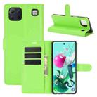 For LG K92 5G Litchi Texture Horizontal Flip Protective Case with Holder & Card Slots & Wallet(Green) - 1