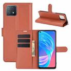 For OPPO A72 / A73 5G Litchi Texture Horizontal Flip Protective Case with Holder & Card Slots & Wallet(Brown) - 1