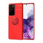 For Samsung Galaxy S21 Ultra 5G Metal Ring Holder 360 Degree Rotating TPU Case(Red+Red) - 1