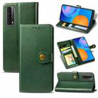 For Huawei P Smart 2021 Retro Solid Color Leather Buckle Phone Case with Lanyard & Photo Frame & Card Slot & Wallet & Stand Function(Green) - 1