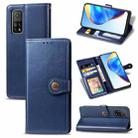 For Xiaomi Mi 10T / Redmi K30S Retro Solid Color Leather Buckle Phone Case with Lanyard & Photo Frame & Card Slot & Wallet & Stand Function(Blue) - 1