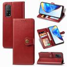 For Xiaomi Mi 10T / Redmi K30S Retro Solid Color Leather Buckle Phone Case with Lanyard & Photo Frame & Card Slot & Wallet & Stand Function(Red) - 1