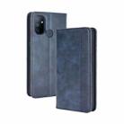For OnePlus Nord N100 Magnetic Buckle Retro Crazy Horse Texture Horizontal Flip Leather Case with Holder & Card Slots & Photo Frame(Blue) - 1