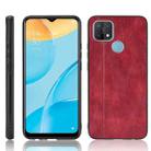 For OPPO A15 Shockproof Sewing Cow Pattern Skin PC + PU + TPU Case(Red) - 1