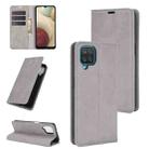 For Samsung Galaxy A12 Retro-skin Business Magnetic Suction Leather Case with Holder & Card Slots & Wallet(Grey) - 1