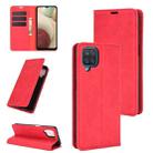 For Samsung Galaxy A12 Retro-skin Business Magnetic Suction Leather Case with Holder & Card Slots & Wallet(Red) - 1