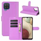 For Samsung Galaxy A12 Litchi Texture Horizontal Flip Protective Case with Holder & Card Slots & Wallet(Purple) - 1