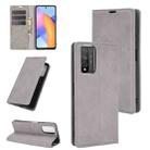 For Huawei Honor 10X Lite Retro-skin Business Magnetic Suction Leather Case with Holder & Card Slots & Wallet(Grey) - 1