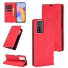 For Huawei Honor 10X Lite Retro-skin Business Magnetic Suction Leather Case with Holder & Card Slots & Wallet(Red) - 1