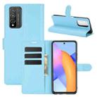 For Huawei Honor 10X Lite Litchi Texture Horizontal Flip Protective Case with Holder & Card Slots & Wallet(Blue) - 1