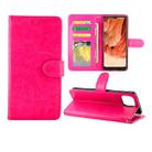 For OPPO F17 / A73 (2020) 4G Crazy Horse Texture Leather Horizontal Flip Protective Case with Holder & Card Slots & Wallet & Photo Frame(Rose Red) - 1