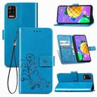 For LG K52 Four-leaf Clasp Embossed Buckle Mobile Phone Protection Leather Case with Lanyard & Card Slot & Wallet & Bracket Function(Blue) - 1