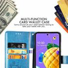 For LG K52 Four-leaf Clasp Embossed Buckle Mobile Phone Protection Leather Case with Lanyard & Card Slot & Wallet & Bracket Function(Blue) - 7