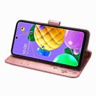 For LG K52 Four-leaf Clasp Embossed Buckle Mobile Phone Protection Leather Case with Lanyard & Card Slot & Wallet & Bracket Function(Rose Gold) - 5