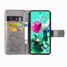 For LG K92 5G Four-leaf Clasp Embossed Buckle Mobile Phone Protection Leather Case with Lanyard & Card Slot & Wallet & Bracket Function(Gray) - 4