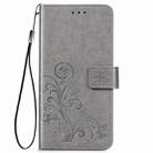 For One Plus Nord N100 Four-leaf Clasp Embossed Buckle Mobile Phone Protection Leather Case with Lanyard & Card Slot & Wallet & Bracket Function(Gray) - 2