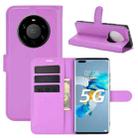 For Huawei Mate 40 Pro+ Litchi Texture Horizontal Flip Protective Case with Holder & Card Slots & Wallet(Purple) - 1