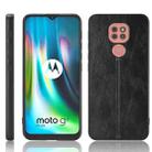 For Motorola Moto G9 / G9 Play Shockproof Sewing Cow Pattern Skin PC + PU + TPU Case(Black) - 1