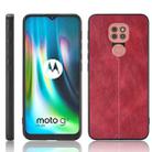 For Motorola Moto G9 / G9 Play Shockproof Sewing Cow Pattern Skin PC + PU + TPU Case(Red) - 1