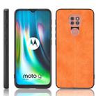 For Motorola Moto G9 / G9 Play Shockproof Sewing Cow Pattern Skin PC + PU + TPU Case(Orange) - 1