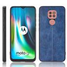 For Motorola Moto G9 / G9 Play Shockproof Sewing Cow Pattern Skin PC + PU + TPU Case(Blue) - 1