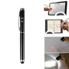 At-16 4 in 1 Mobile Phone Tablet Universal Handwriting Touch Screen Pen with Common Writing Pen & Red Laser & LED Light Function(Black) - 1