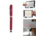 At-16 4 in 1 Mobile Phone Tablet Universal Handwriting Touch Screen Pen with Common Writing Pen & Red Laser & LED Light Function(Red) - 1