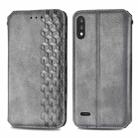 For LG K22 Cubic Grid Pressed Horizontal Flip Magnetic PU Leather Case with Holder & Card Slots & Wallet(Gray) - 1