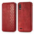 For LG K22 Cubic Grid Pressed Horizontal Flip Magnetic PU Leather Case with Holder & Card Slots & Wallet(Red) - 1