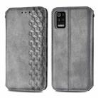 For LG K52 Cubic Grid Pressed Horizontal Flip Magnetic PU Leather Case with Holder & Card Slots & Wallet(Gray) - 1