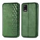 For LG K52 Cubic Grid Pressed Horizontal Flip Magnetic PU Leather Case with Holder & Card Slots & Wallet(Green) - 1