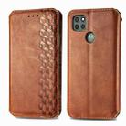 For Motorola G9 power Cubic Grid Pressed Horizontal Flip Magnetic PU Leather Case with Holder & Card Slots & Wallet(Brown) - 1
