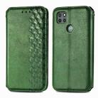 For Motorola G9 power Cubic Grid Pressed Horizontal Flip Magnetic PU Leather Case with Holder & Card Slots & Wallet(Green) - 1