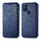 For OnePlus N10 Cubic Grid Pressed Horizontal Flip Magnetic PU Leather Case with Holder & Card Slots & Wallet(Blue) - 1