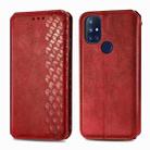 For OnePlus N10 Cubic Grid Pressed Horizontal Flip Magnetic PU Leather Case with Holder & Card Slots & Wallet(Red) - 1