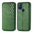 For OnePlus N10 Cubic Grid Pressed Horizontal Flip Magnetic PU Leather Case with Holder & Card Slots & Wallet(Green) - 1