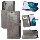 For Samsung Galaxy S21 5G Mandala Flower Embossed Horizontal Flip Leather Case with Holder & Three Card Slots & Wallet & Lanyard(Grey) - 1