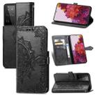 For Samsung Galaxy S21 Ultra 5G Mandala Flower Embossed Horizontal Flip Leather Case with Holder & Three Card Slots & Wallet & Lanyard(Black) - 1