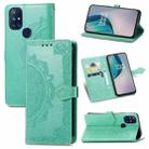 For OnePlus Nord N10 5G Mandala Flower Embossed Horizontal Flip Leather Case (Green) - 1